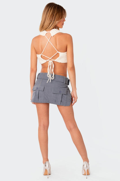 Corduroy Low Rise Cargo Mini Skirt