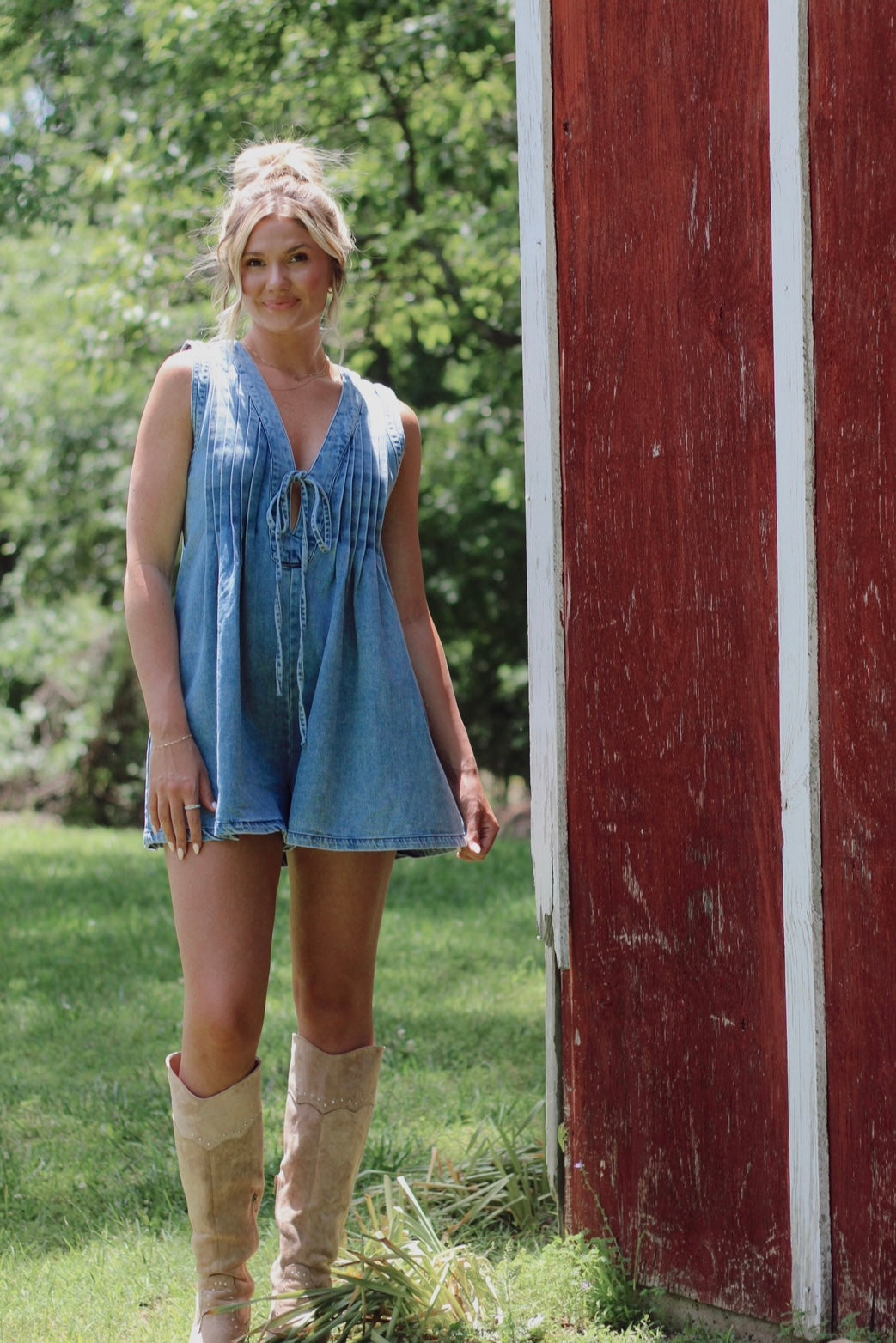 All Your'n Romper- Denim 8/2