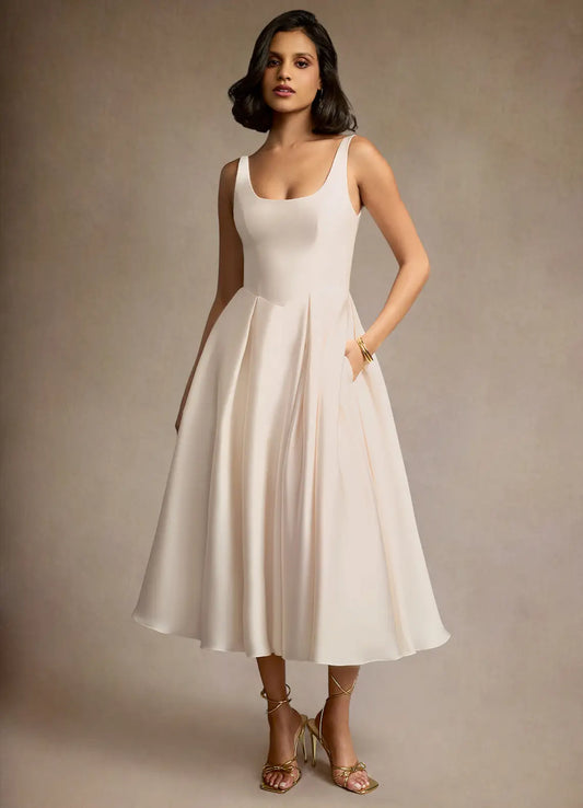 Eva Sleeveless Pleated Midi Dress