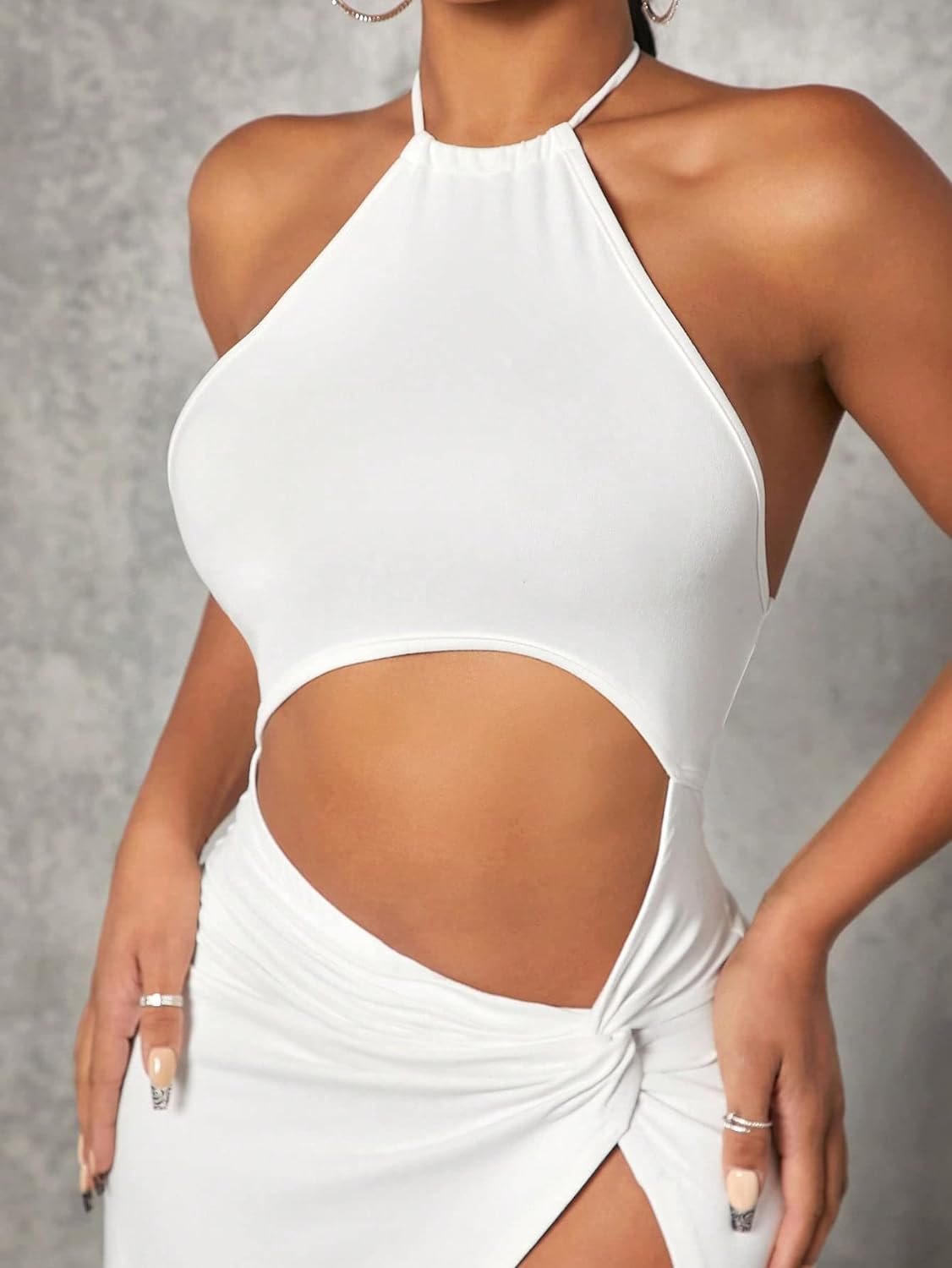Women's Dress Dresses for Women Cut Out Twist Front Split Thigh Halter Neck Backless Dress