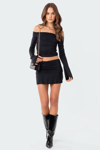 Corey Low-Rise Gathered Mini Skirt