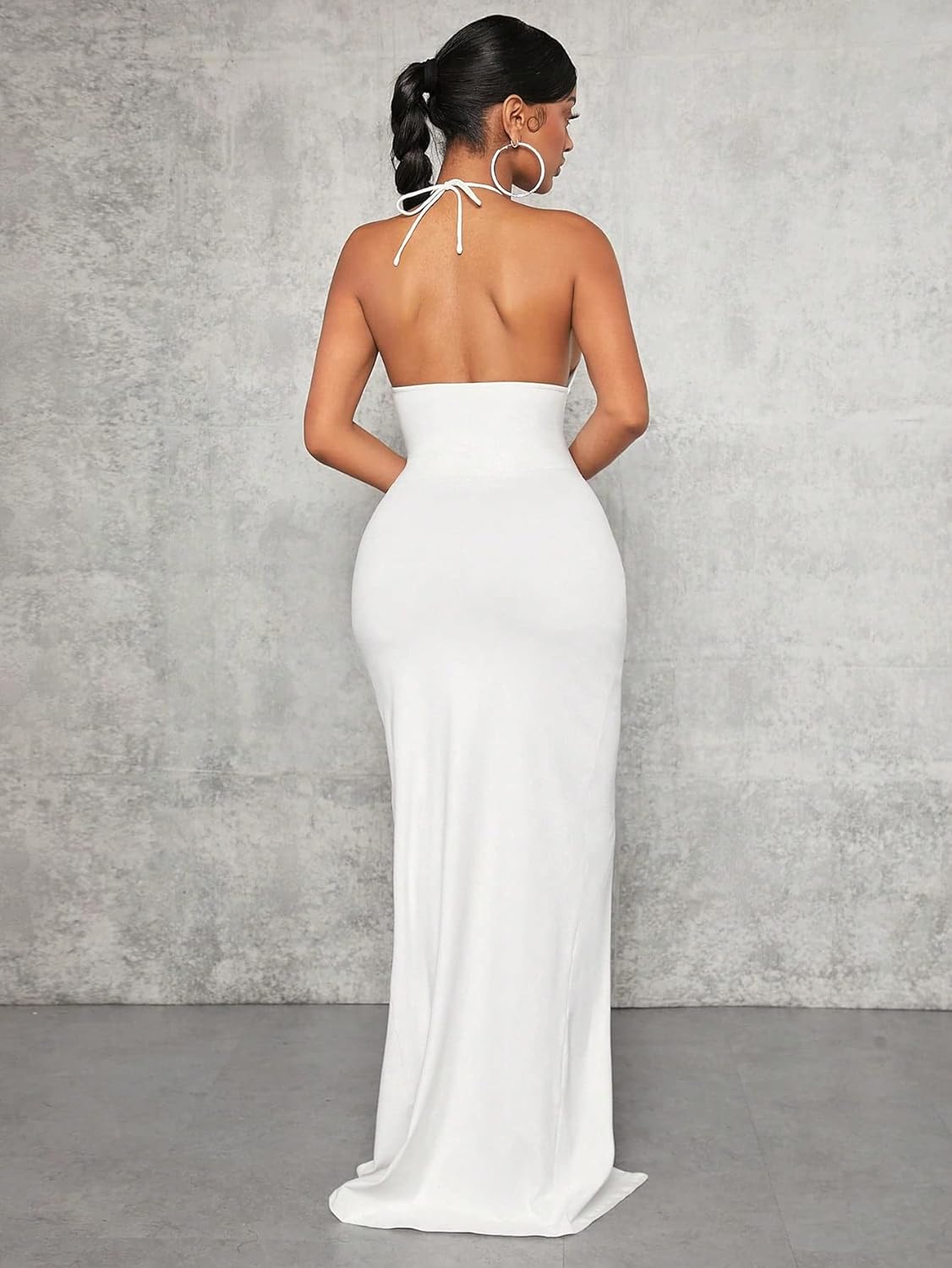 Women's Dress Dresses for Women Cut Out Twist Front Split Thigh Halter Neck Backless Dress