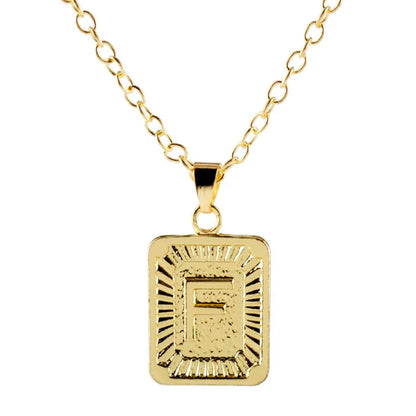 Retro Alphabet Square Pendant Necklace