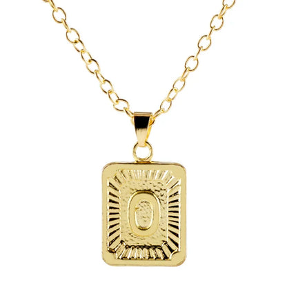 Retro Alphabet Square Pendant Necklace