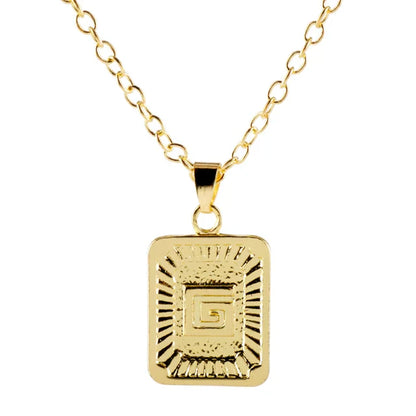 Retro Alphabet Square Pendant Necklace