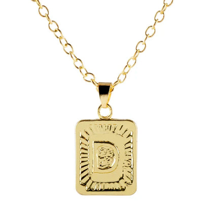 Retro Alphabet Square Pendant Necklace
