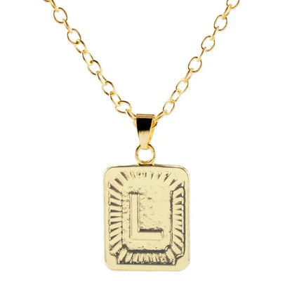 Retro Alphabet Square Pendant Necklace