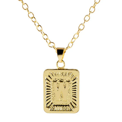 Retro Alphabet Square Pendant Necklace