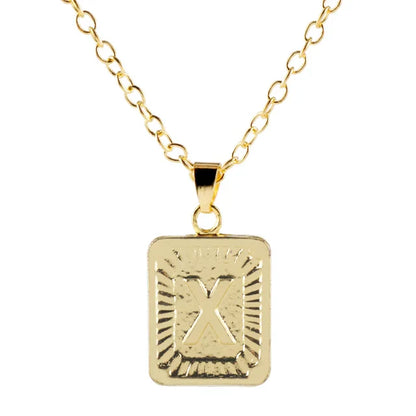 Retro Alphabet Square Pendant Necklace