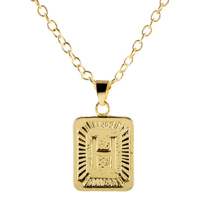 Retro Alphabet Square Pendant Necklace