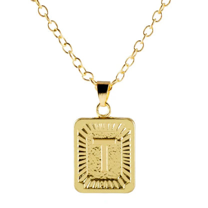 Retro Alphabet Square Pendant Necklace