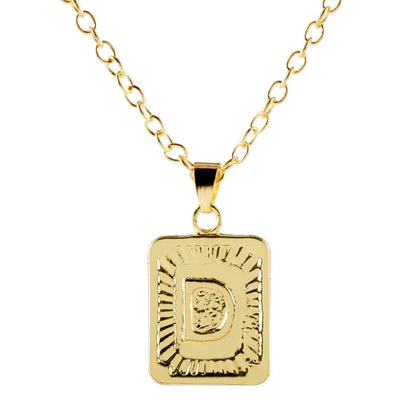 Retro Alphabet Square Pendant Necklace