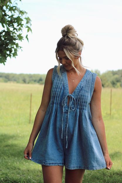 All Your'n Romper- Denim 8/2