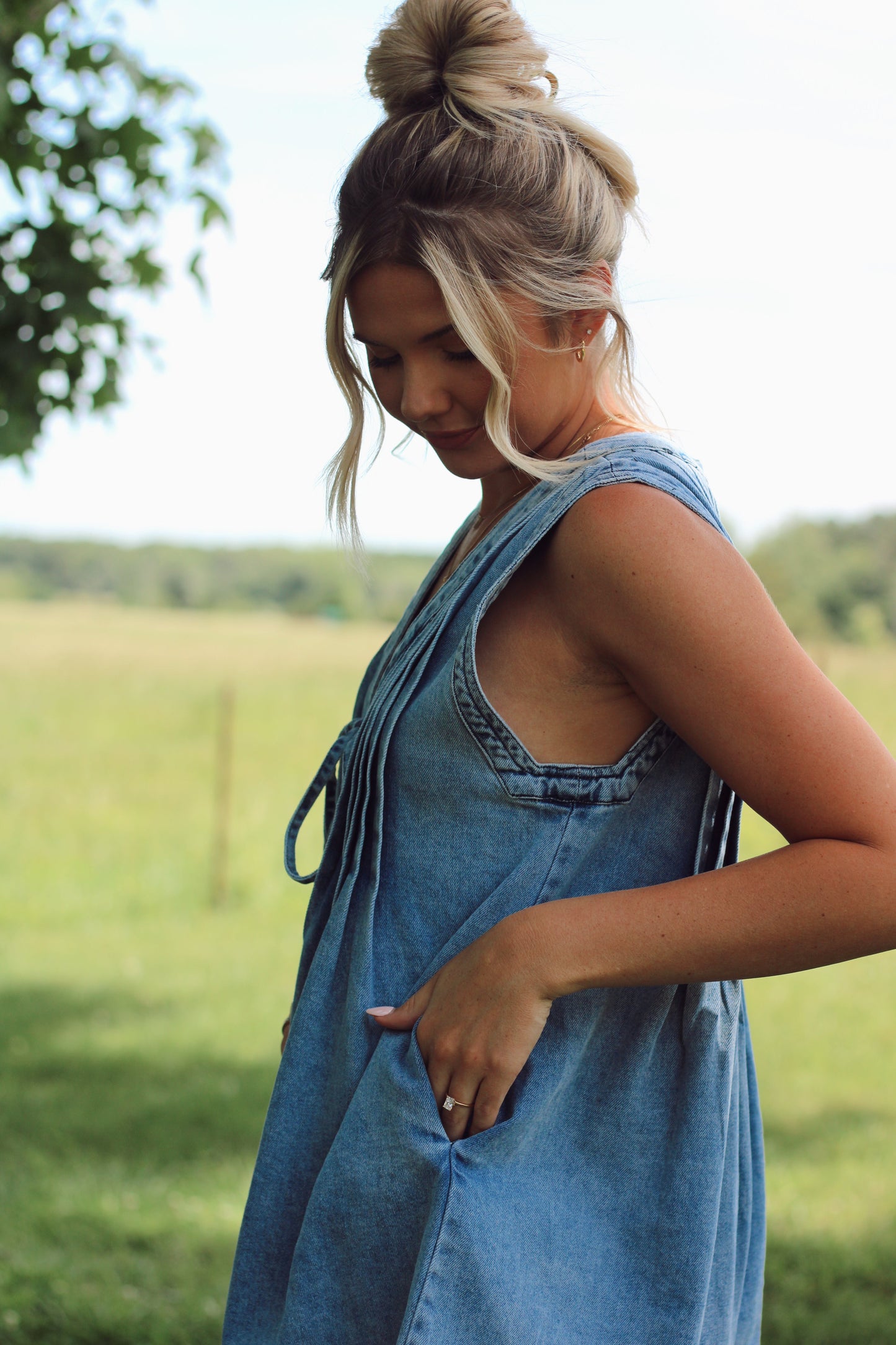 All Your'n Romper- Denim 8/2
