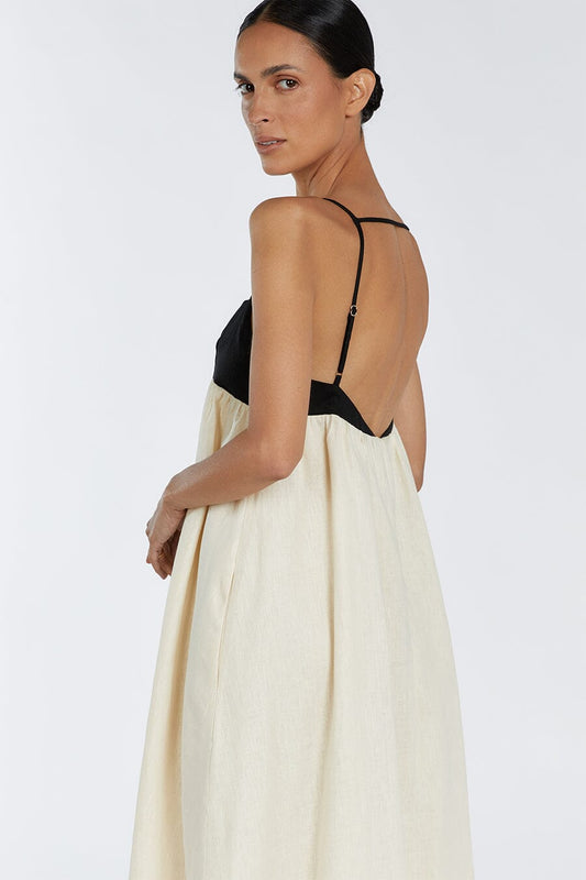 ELENA BUTTERMILK LINEN MAXI DRESS