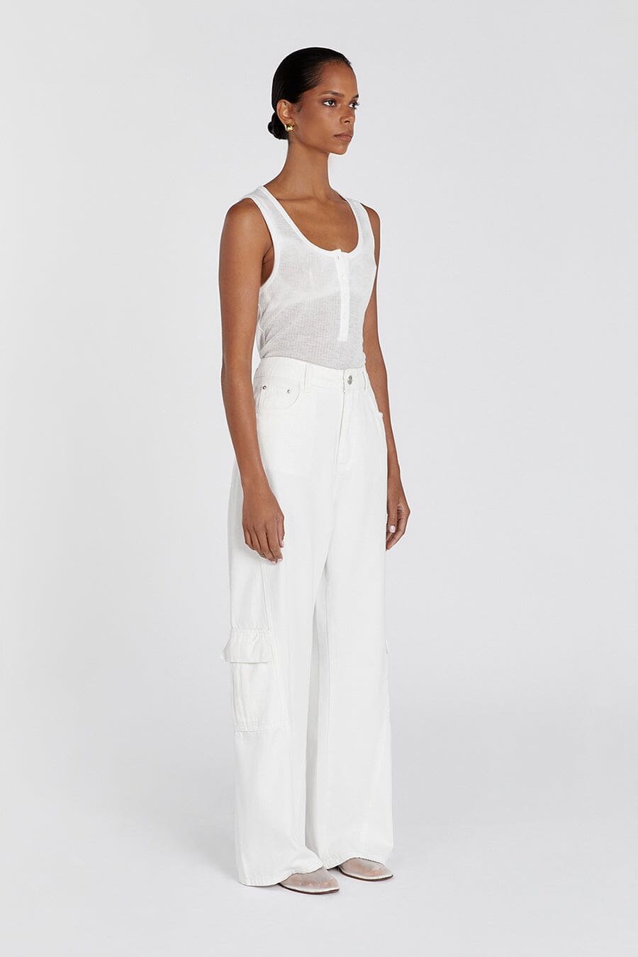 ARDEN OFF WHITE KNIT TANK