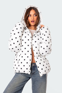 Marcey Polka Dot Hooded Puffer