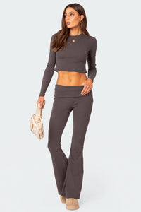 Coffee Break Ribbed Flared Leggings