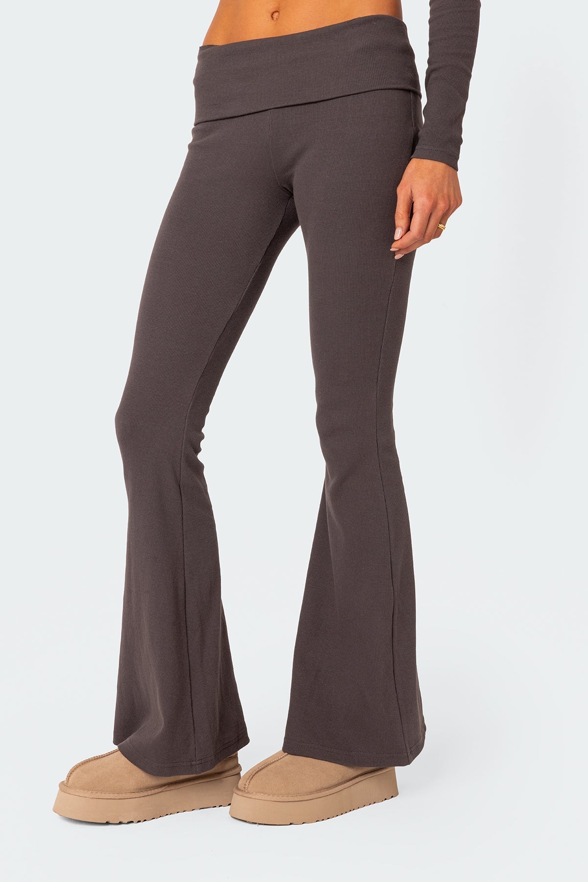 Coffee Break Ribbed Flared Leggings