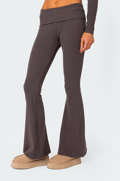 Coffee Break Ribbed Flared Leggings