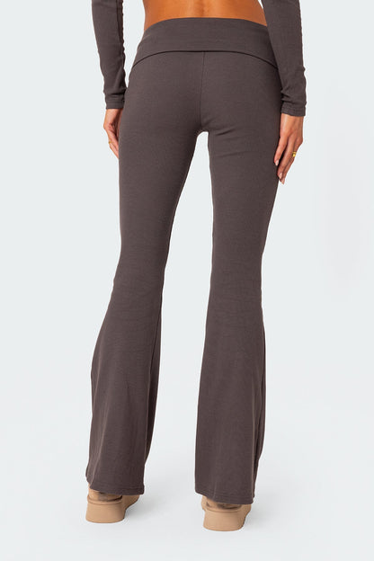 Coffee Break Ribbed Flared Leggings