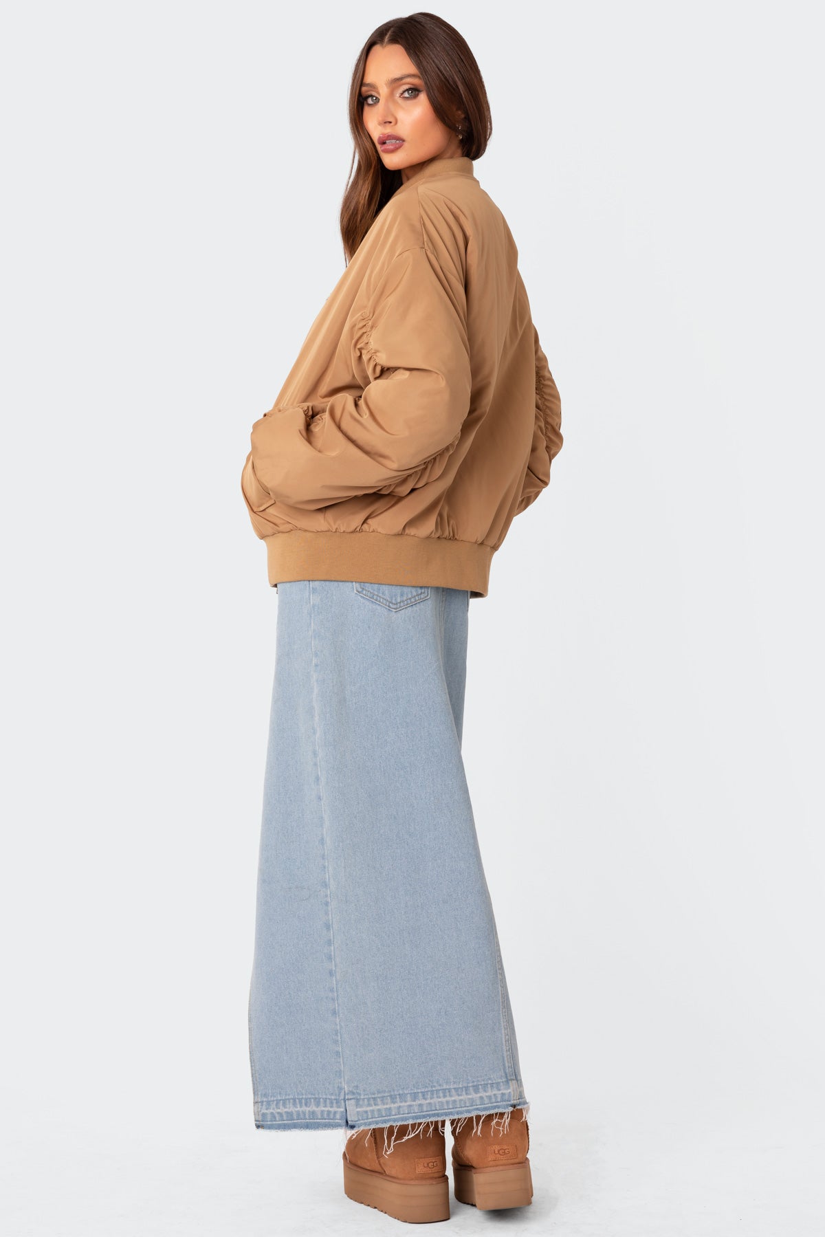 Cala Ruched Oversized Bomber Jacket