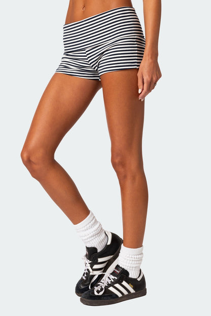 Striped Fold Over Shorts