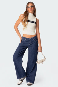 Pinstripe Low Rise Jeans