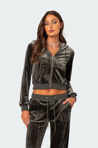 Camron Velvet Zip Up Hoodie