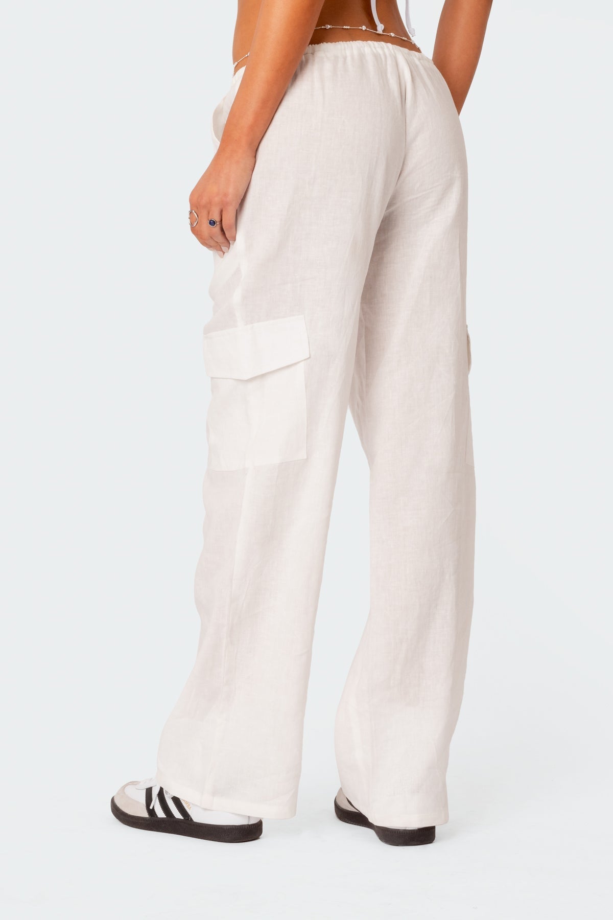 Lyric Linen Low Rise Cargo Pants