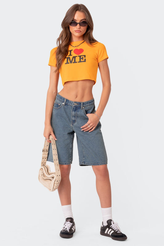 Oversized Low Rise Denim Jorts