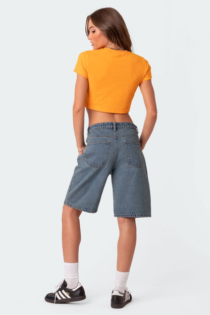 Oversized Low Rise Denim Jorts