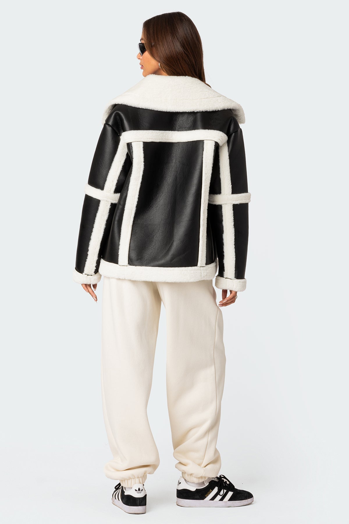 Rocki Oversized Faux Leather Shearling Jacket