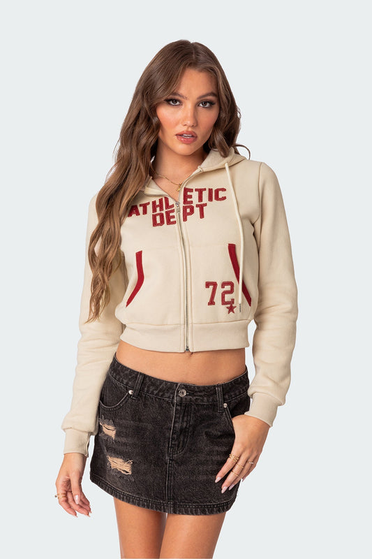 Athletic Dept Cropped Zip Up Hoodie