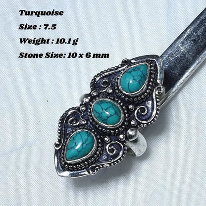 Genuine Moonstone Labradorite Amethyst Ring