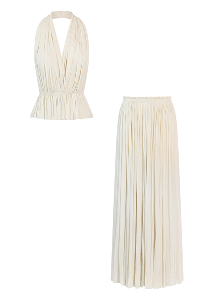 BEST REVENGE® IVORY SILK SKIRT & TOP SET