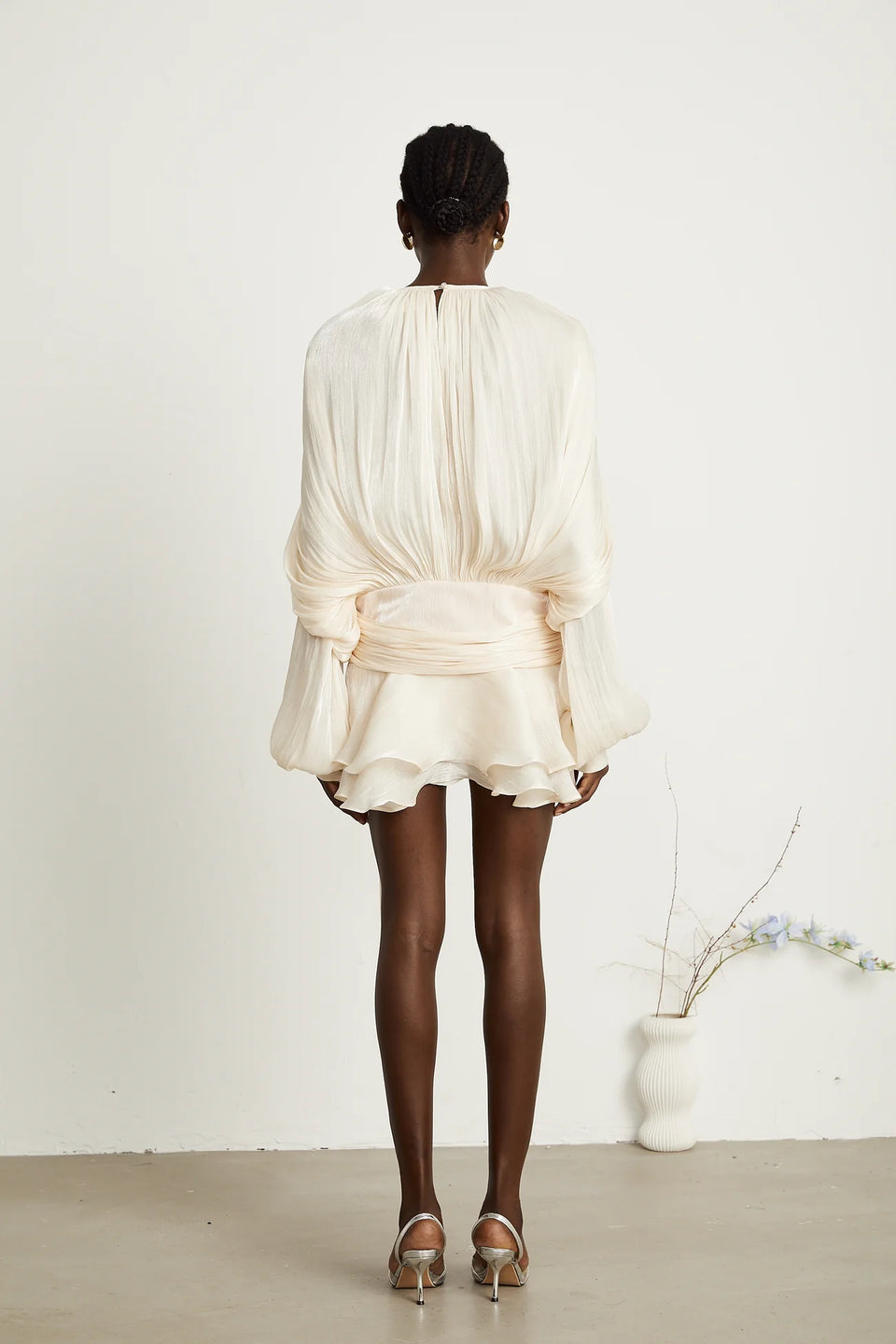 Ariel Pleated Ruffled Midi Dress