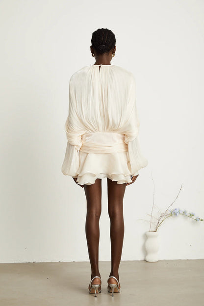 Ariel Pleated Ruffled Midi Dress