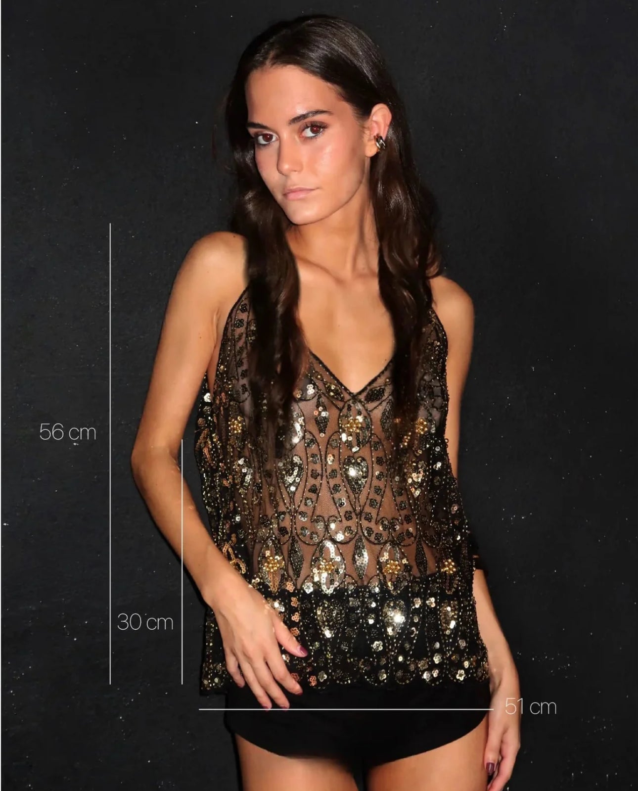 CRISTINA EMBELLISHED TOP - GOLD