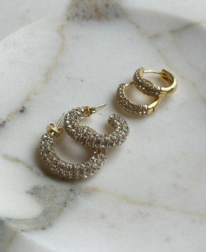 E038 'BOLD CRYSTAL HOOPS
