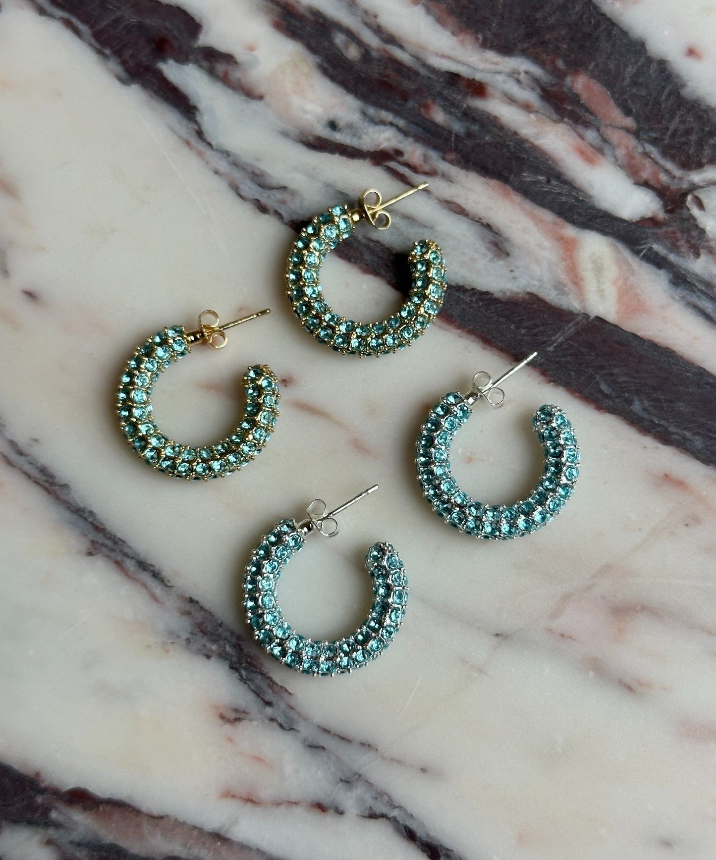 E038 'BOLD CRYSTAL HOOPS