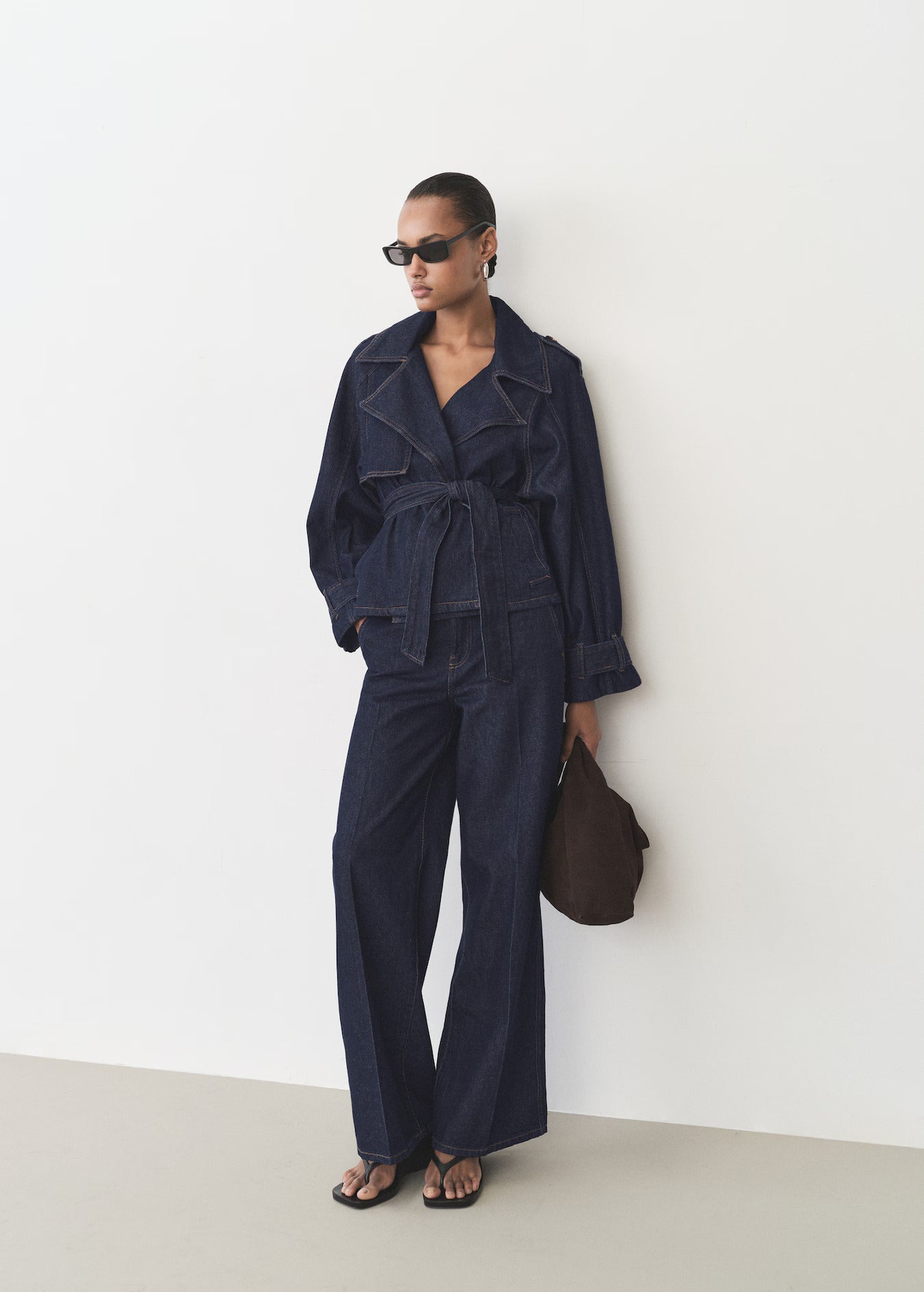 ASHIA SHORT DENIM TRENCH COAT