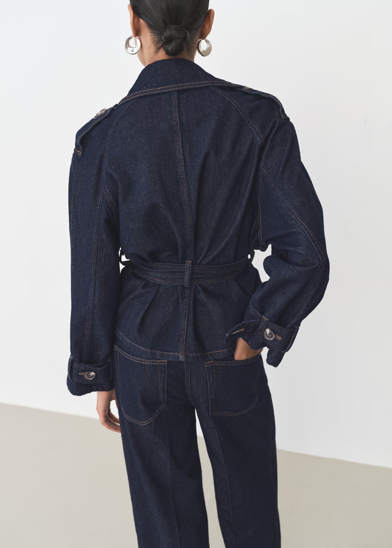ASHIA SHORT DENIM TRENCH COAT