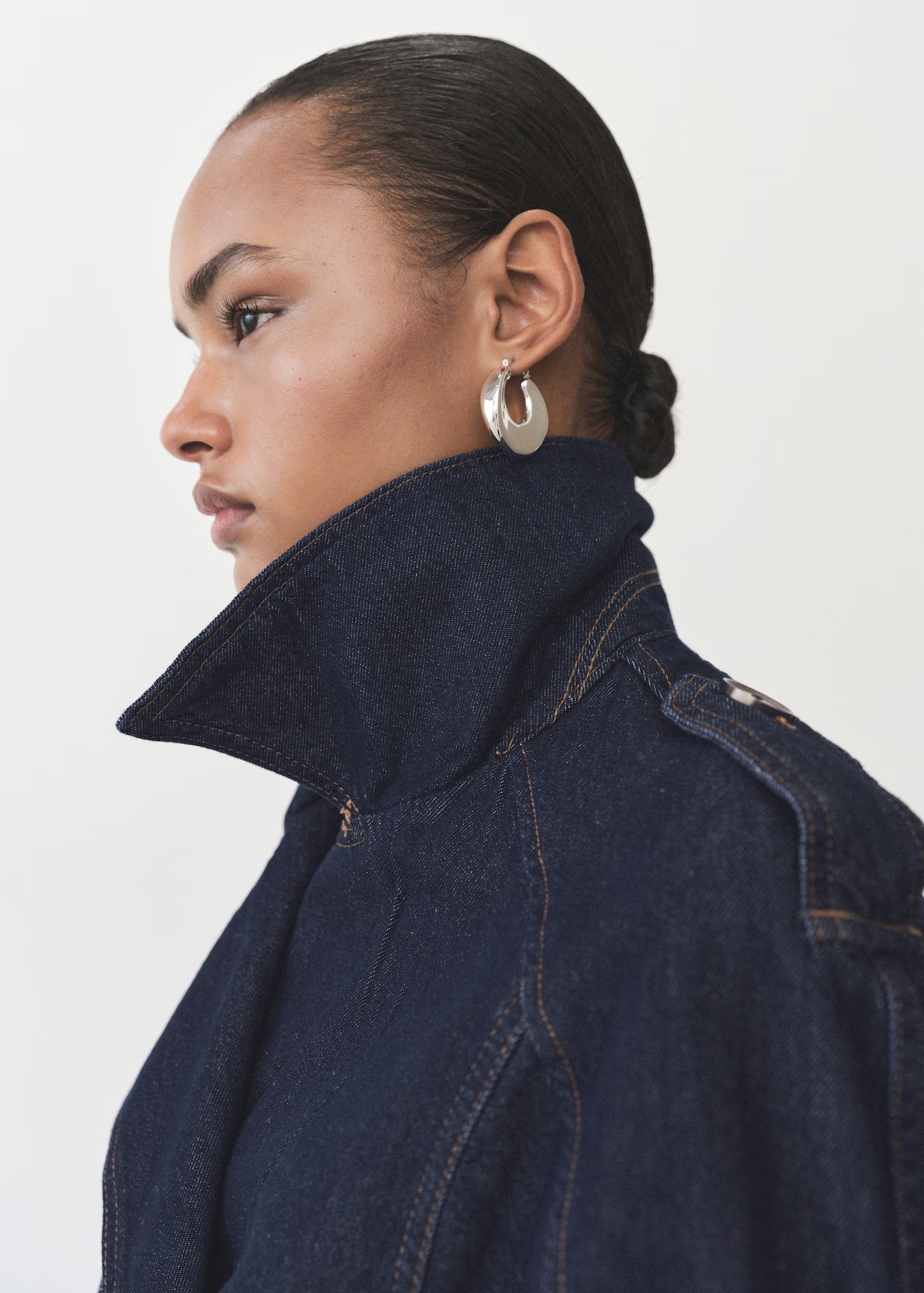 ASHIA SHORT DENIM TRENCH COAT