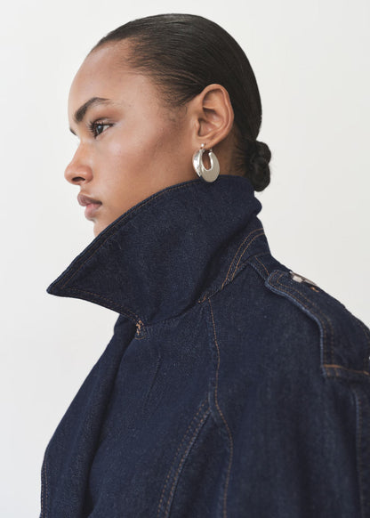 ASHIA SHORT DENIM TRENCH COAT