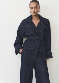 ASHIA SHORT DENIM TRENCH COAT