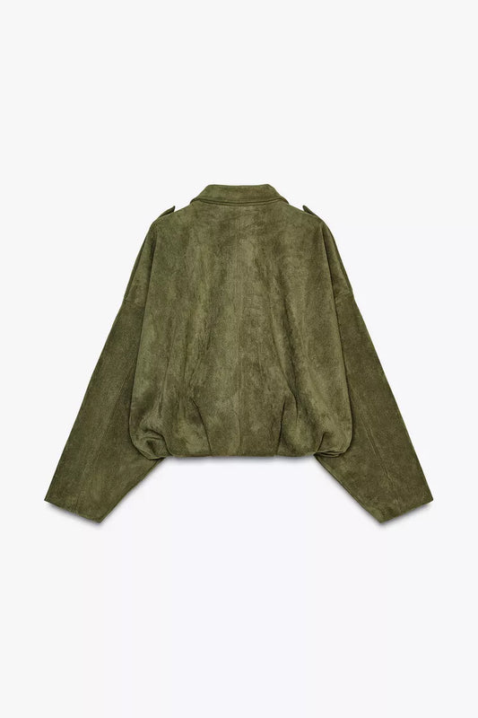 FAUX SUEDE BOMBER JACKET