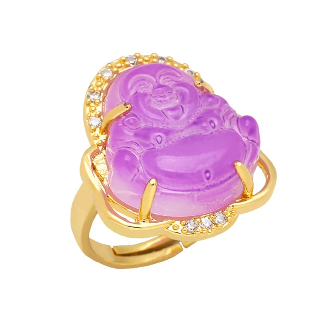 Buddha Ring Gold Plated Multiple Color