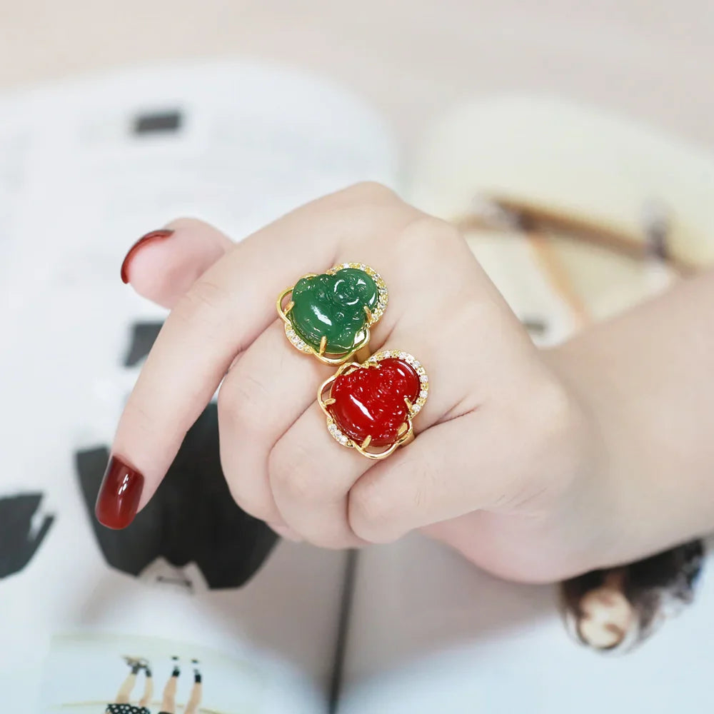 Buddha Ring Gold Plated Multiple Color