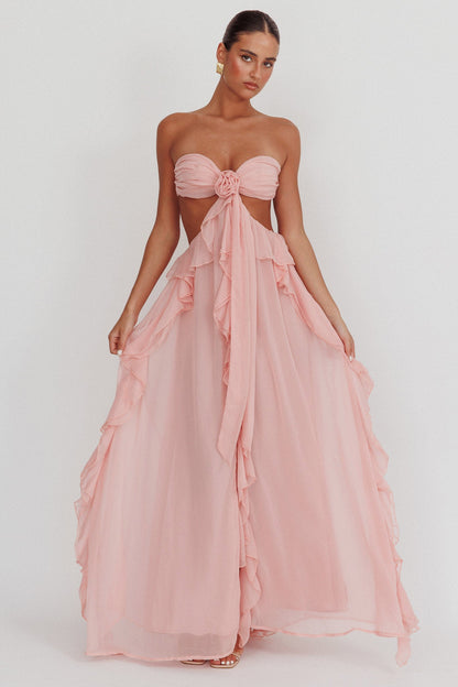 Santiago Ruffle Maxi Blush Dress
